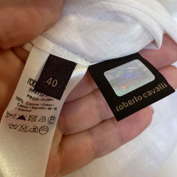 Roberto Cavalli Boho Peasant Blouse with Beading and Tie Front Size 40… - Picture 8 of 9